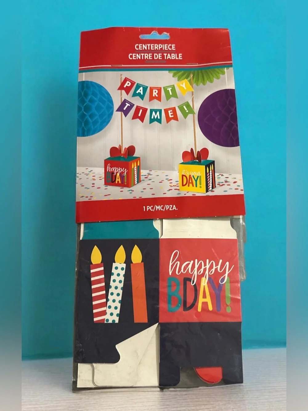Party Time Happy Bday Table Centerpiece - Multicolor